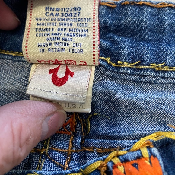 True Religion World Tour Billy Big T Straight Leg Jean Rainbow Stitch Size 27 - Picture 2 of 4